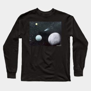 Sun, Earth, Moon and a comet Long Sleeve T-Shirt